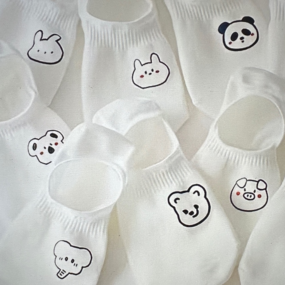 ❣️5|$25❣️5 pair ! Kids ! Cute Animal Print Ankle Socks - White